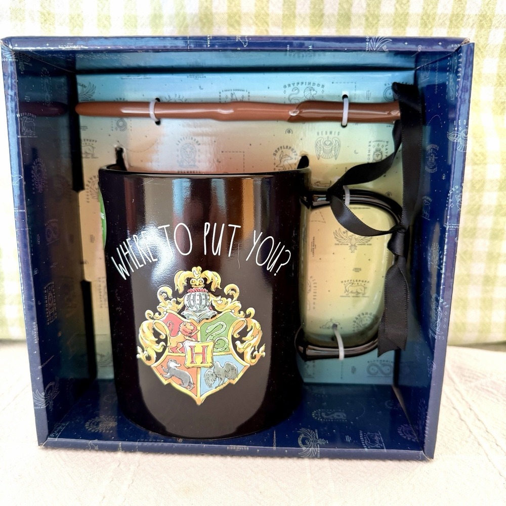 NIB  Rae Dunn Harry Potter Color-changing (Slytherin ) Mug with Wand Stirrer